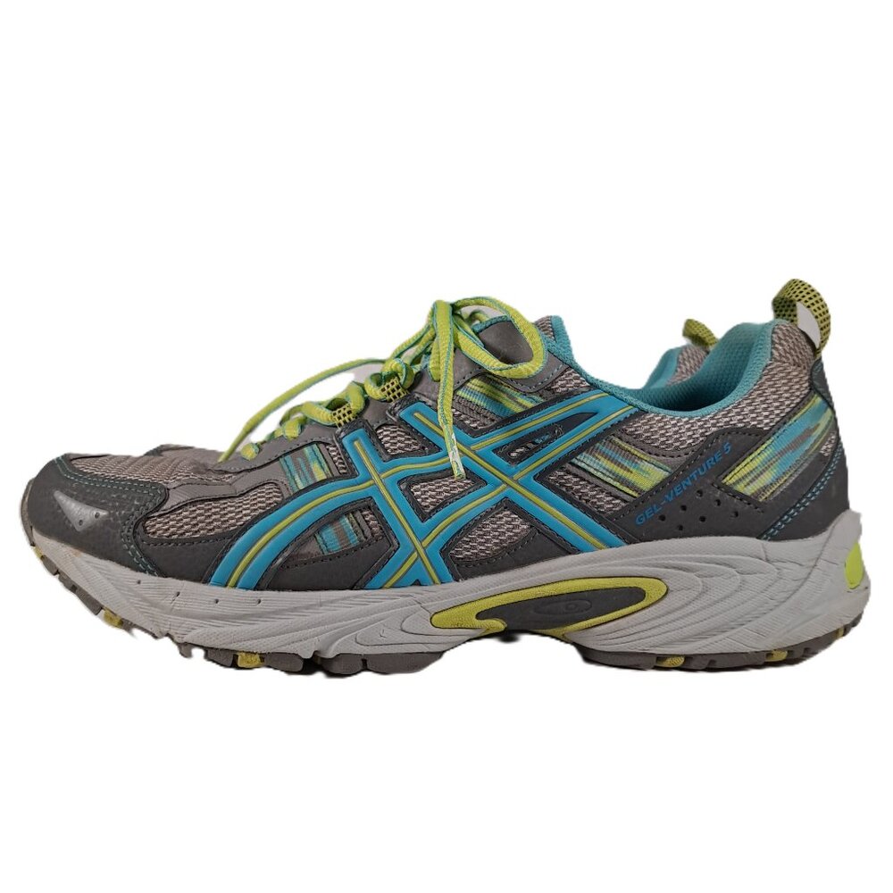 ASICS Athletic Shoes Women 11 D Gel-Venture 5 Gray Teal Running Sneakers T5N9N